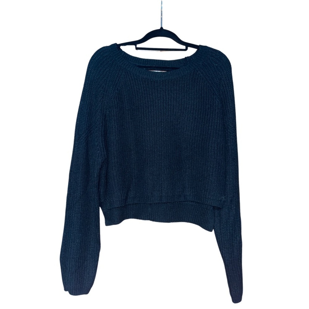 Ambiance Ribbed Crew Neck Black Sweater - Size M